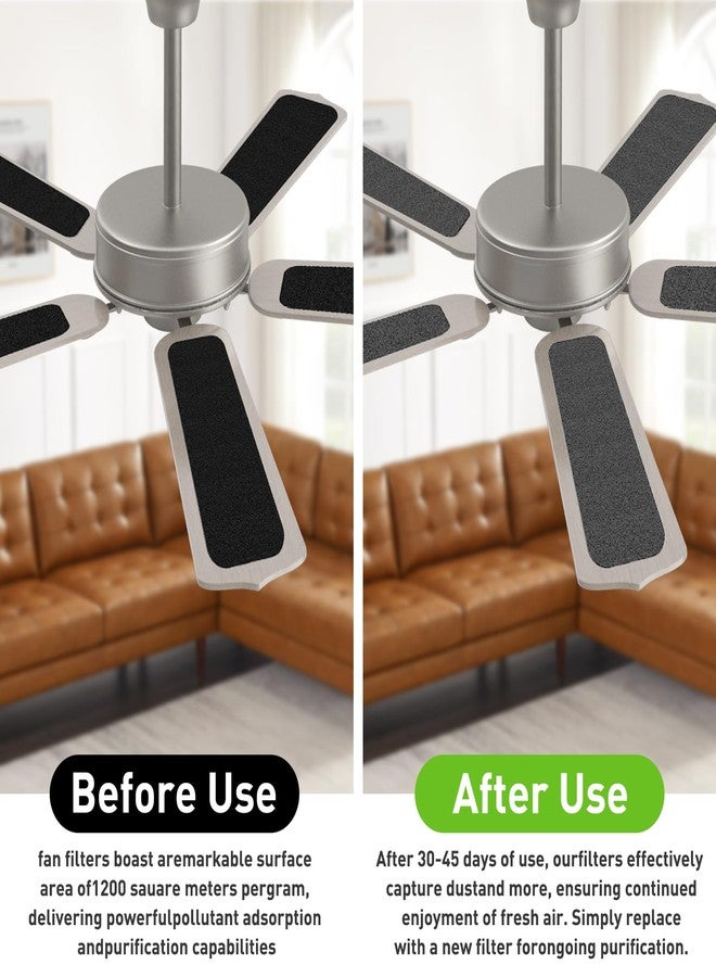 LLWAN Ceiling Fan Filters, Activated Coconut Shell Carbon Ceiling Fan Filter for Blades, Easy-Stick Universal Air Filters for drawing room Bedroom Kitchen Office Air Fresh（10PCS） - Image 5